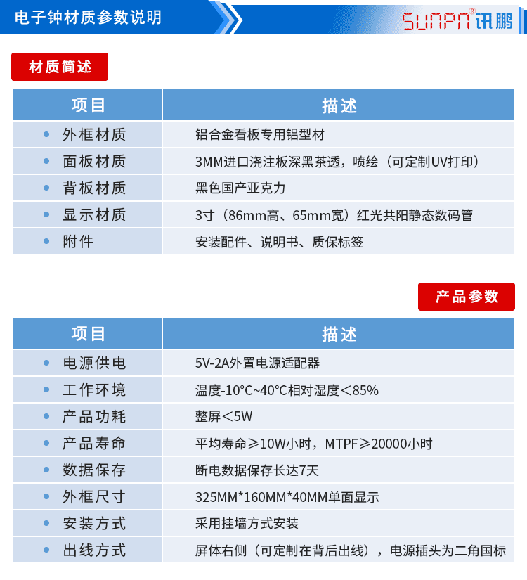 GPS校時LED電子鐘參數