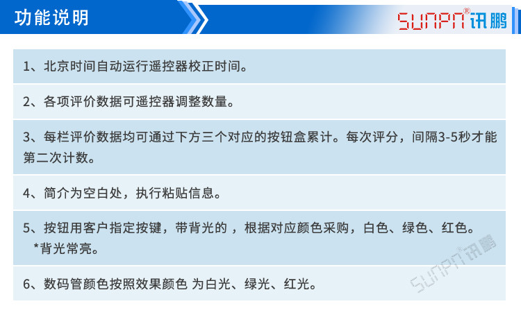 食堂滿意度看板遙控功能說(shuō)明