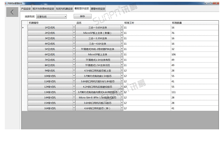 注塑車間看板系統軟件界面展示