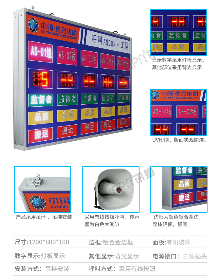 安燈系統(tǒng)電子看板產(chǎn)品參數(shù)