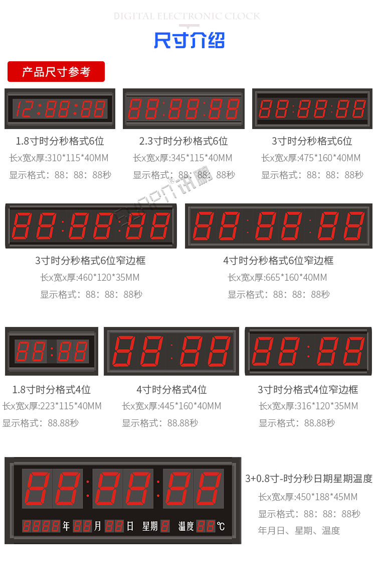 GPS電子鐘尺寸參考 GPS電子鐘尺寸參考