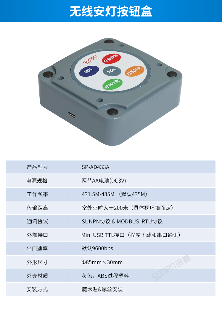 安燈系統相關配件-無線安燈按鈕盒